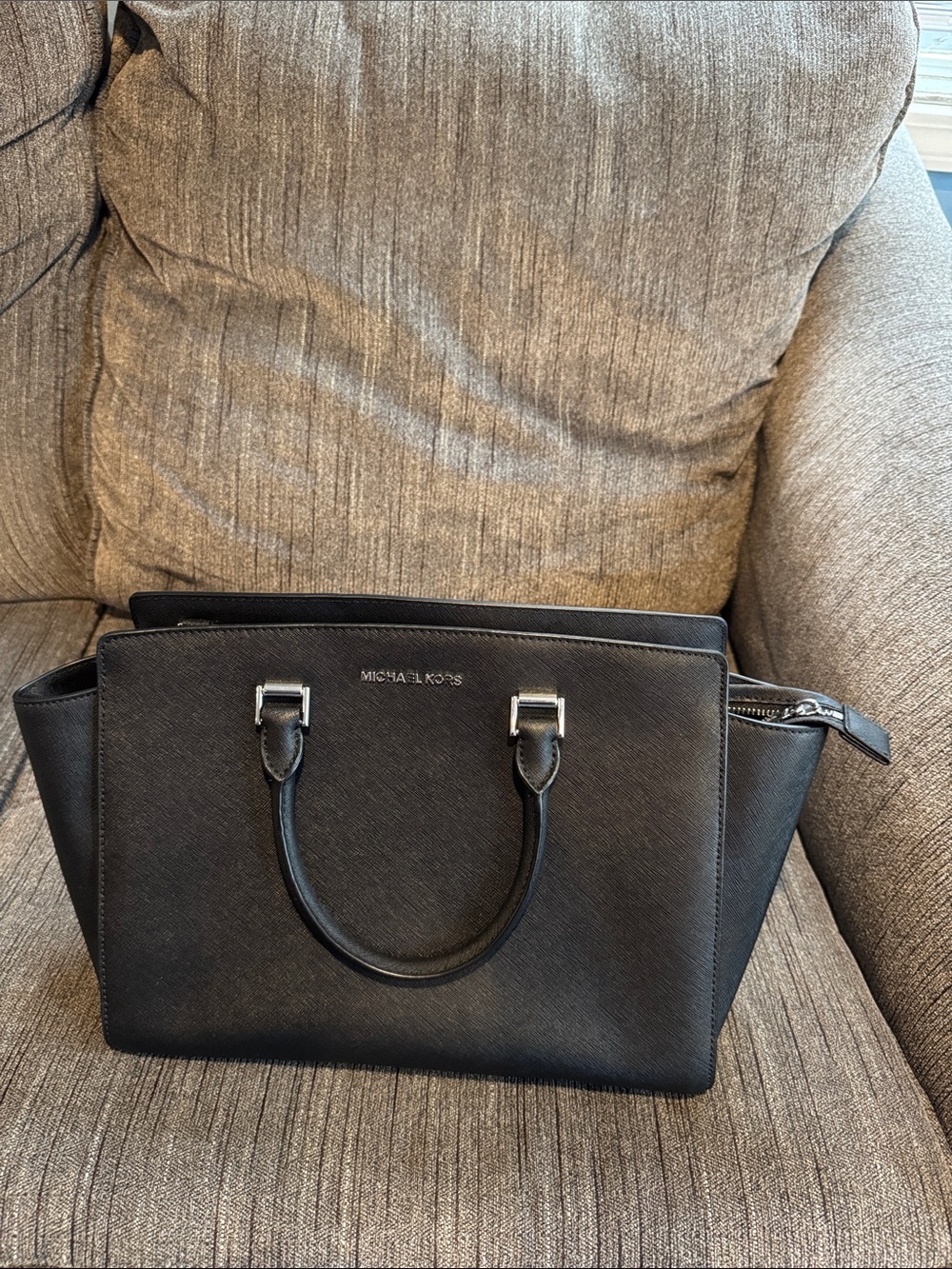 Michael Kors Black Saffiano Satchel Tote